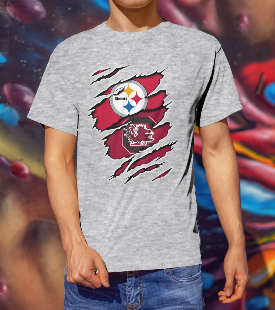 Steelers Gamecocks Ripped T-Shirt