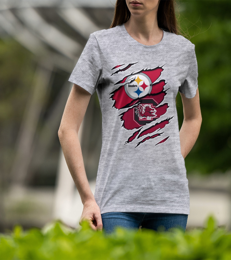 Steelers Gamecocks Ripped T-Shirt