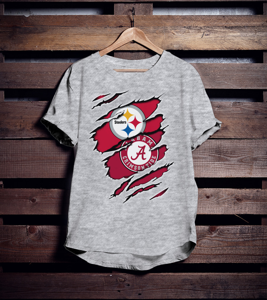 Steelers Alabama Crimson Tide Fan Logo Collaboration T-Shirt