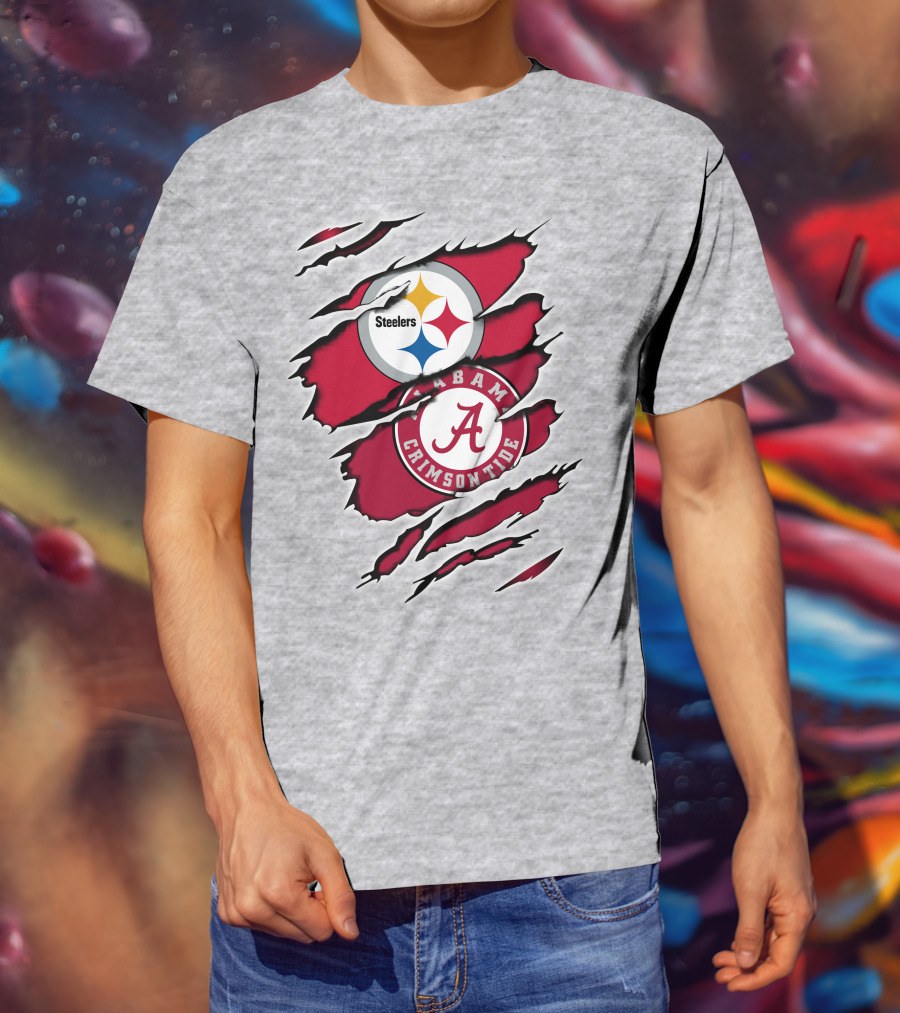 Steelers Alabama Crimson Tide Fan Logo Collaboration T-Shirt