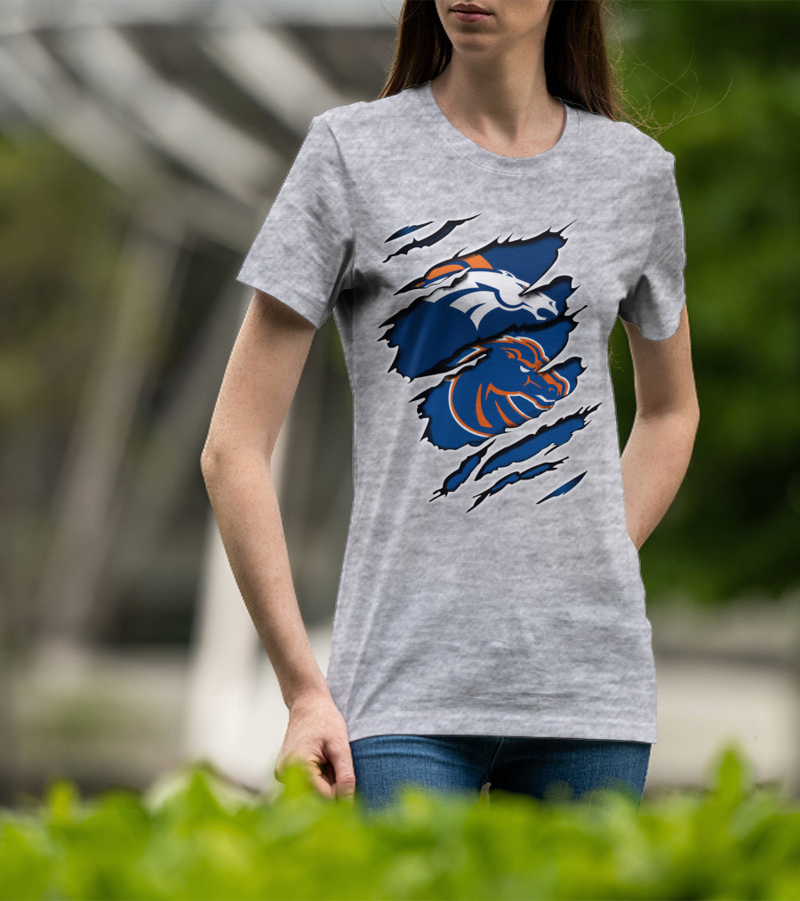Broncos Boise Blue And Orange Horse T-Shirt