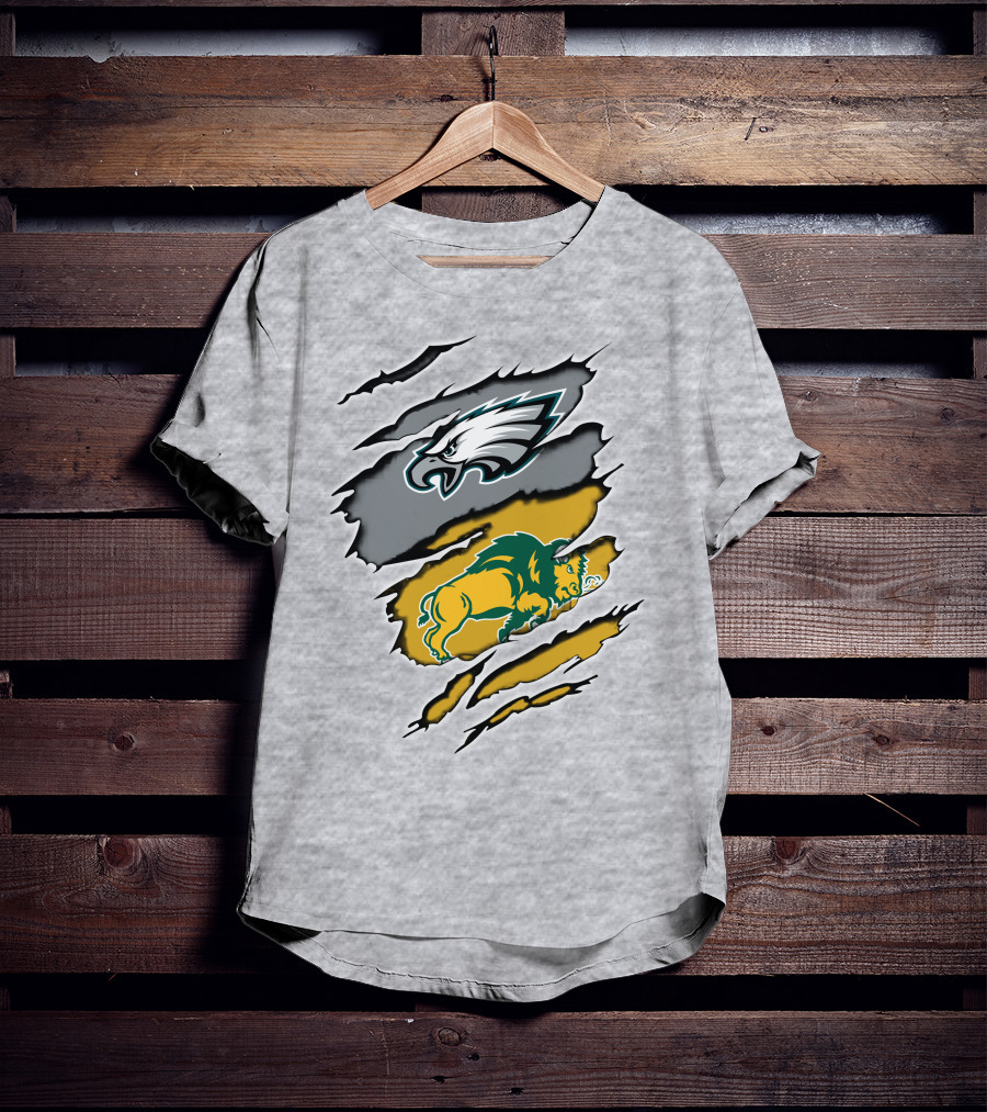 Eagles Dakota Bison Football Fusion Ripped Claw T-Shirt
