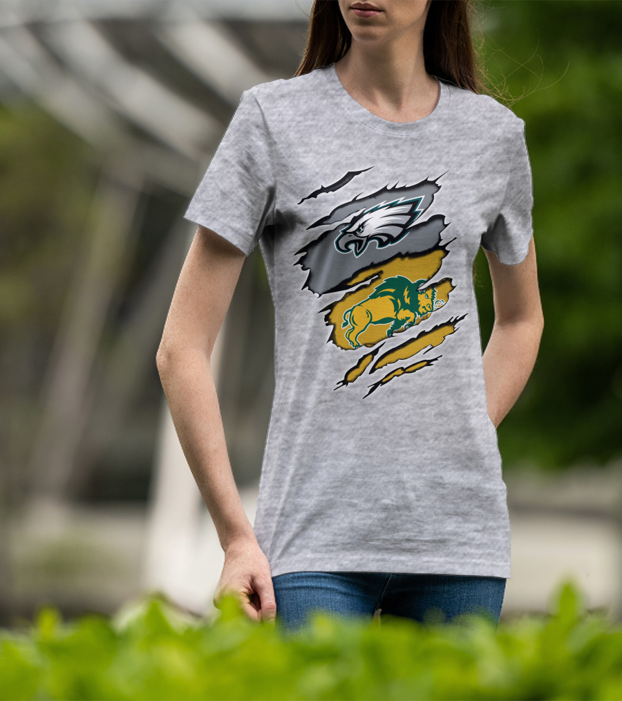 Eagles Dakota Bison Football Fusion Ripped Claw T-Shirt
