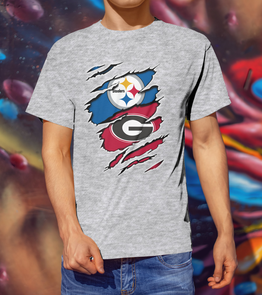 Steelers Georgia Bulldogs Fan Crossover T-Shirt