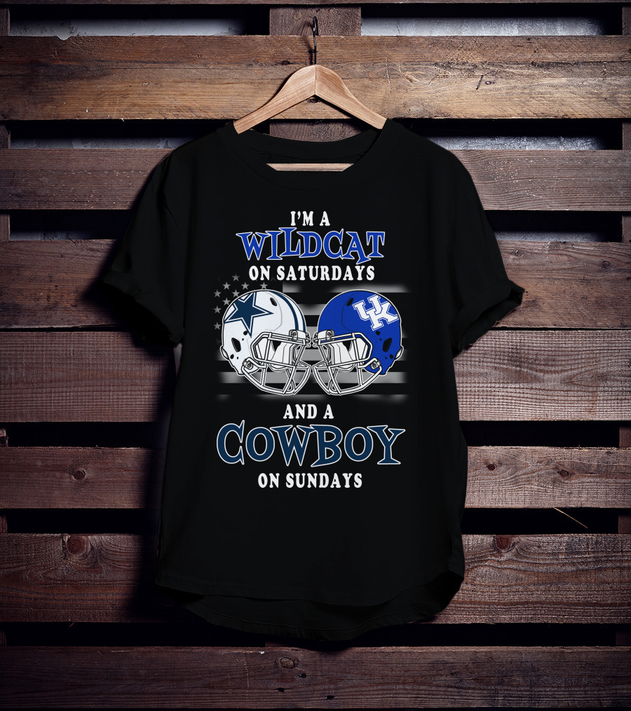 I'm A Wildcat On Saturdays And A Cowboy On Sundays Helmet Football T-Shirt