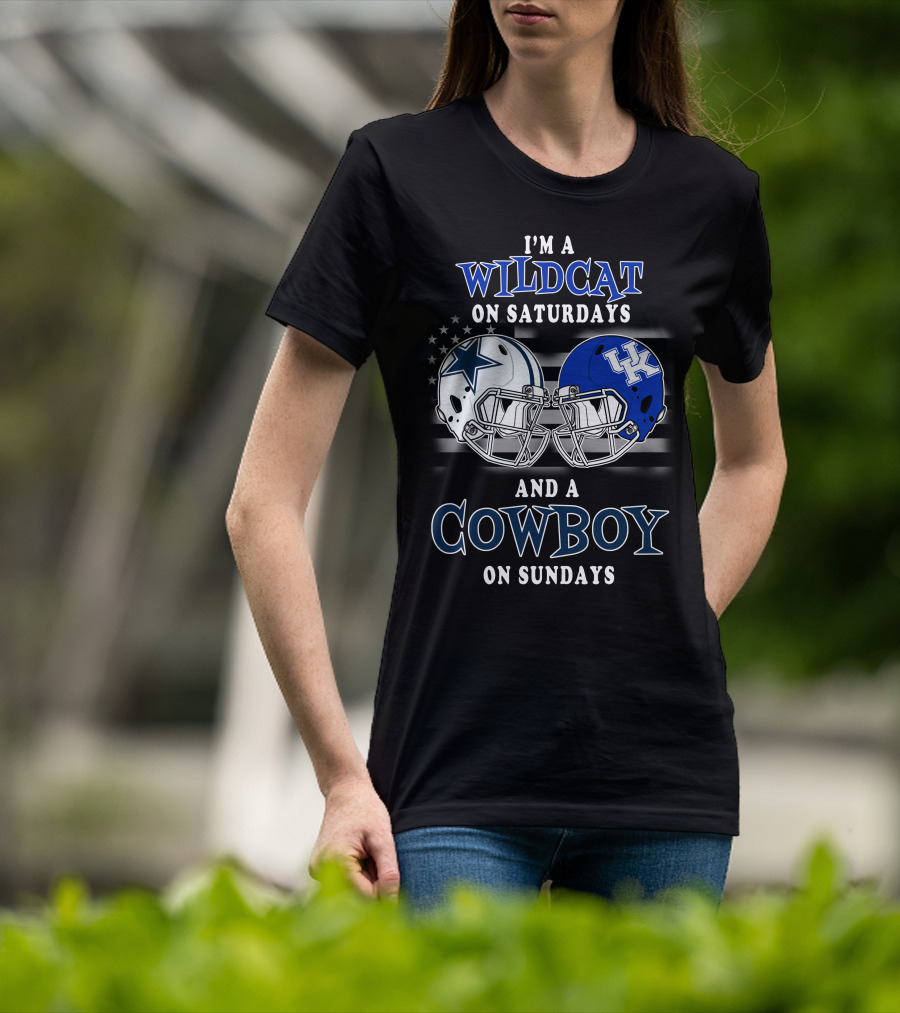 I'm A Wildcat On Saturdays And A Cowboy On Sundays Helmet Football T-Shirt