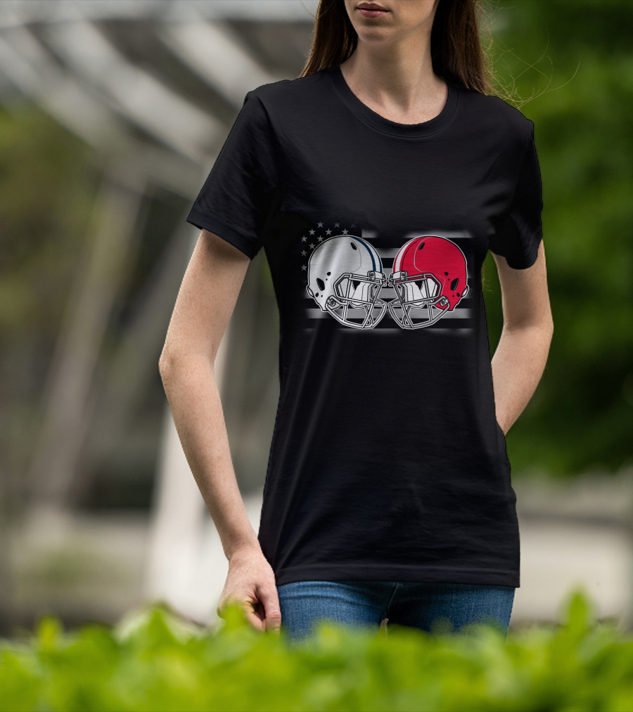 Cow Bul Football Helmets American Flag T-Shirt