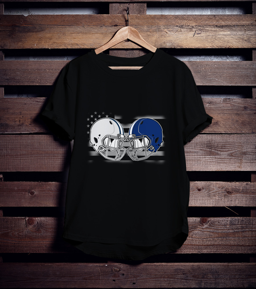 Cow Lions American Flag Football Helmets T-Shirt