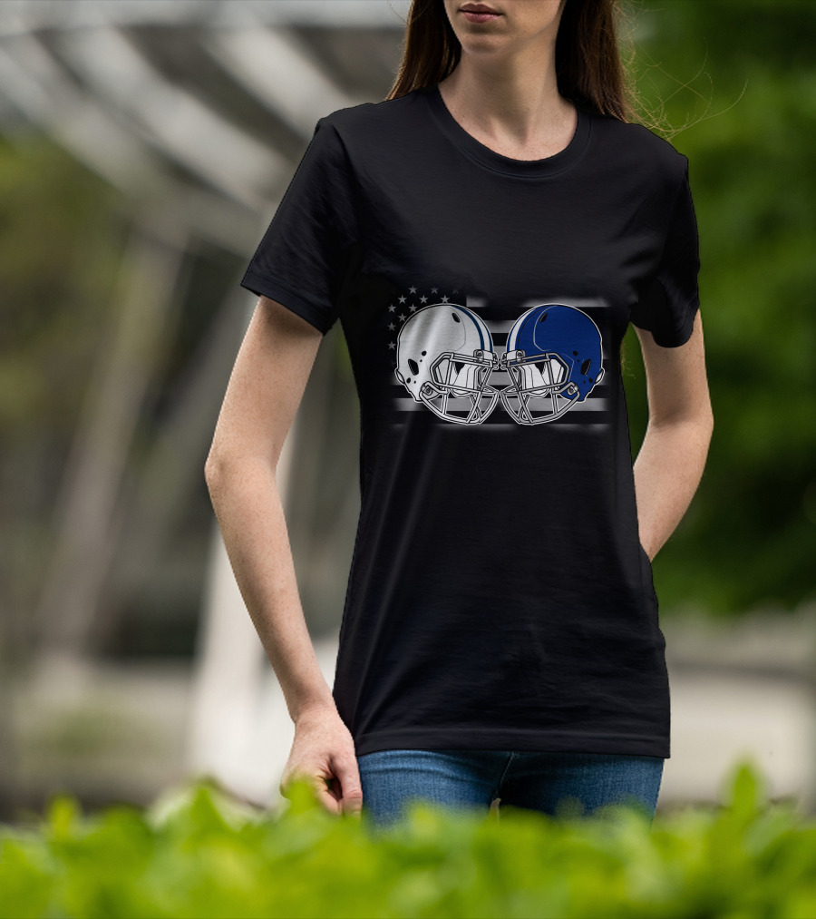 Cow Lions American Flag Football Helmets T-Shirt