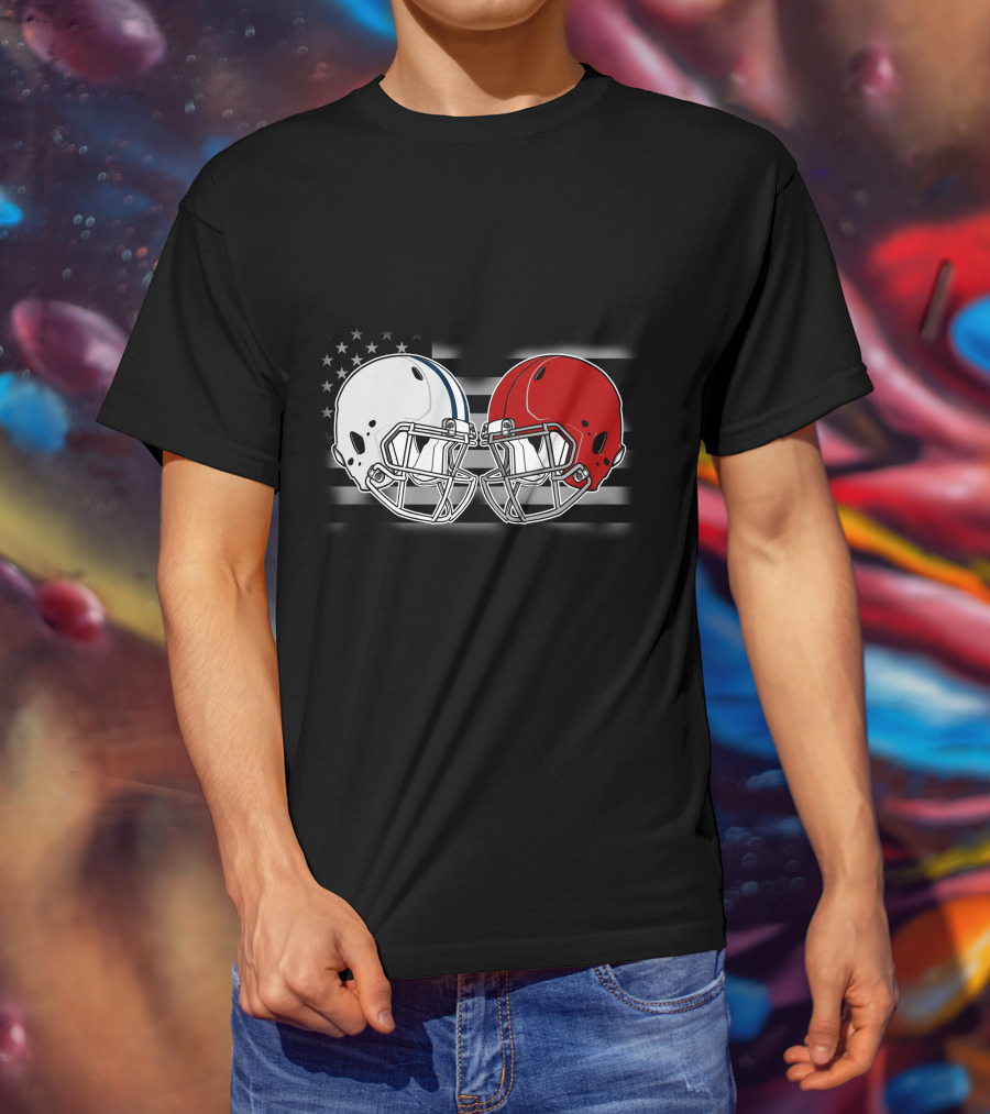 American Flag Football Helmets Clash T-Shirt