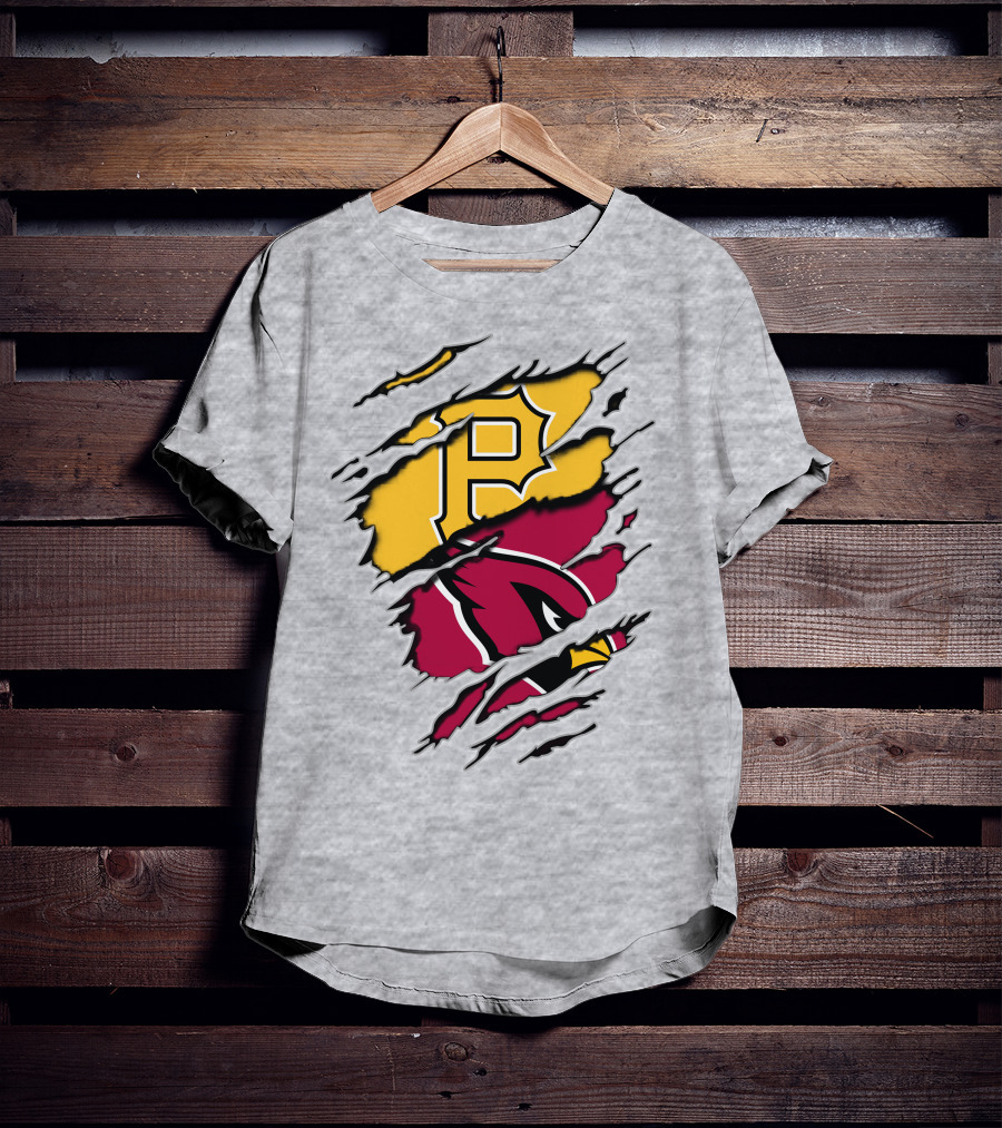 Cardinals Pirates Logos Ripped T-Shirt