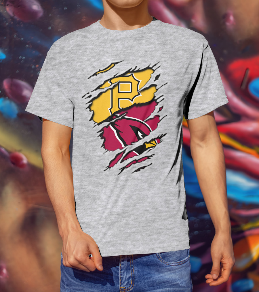 Cardinals Pirates Logos Ripped T-Shirt