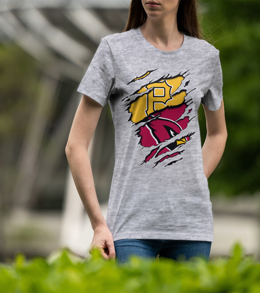 Cardinals Pirates Logos Ripped T-Shirt