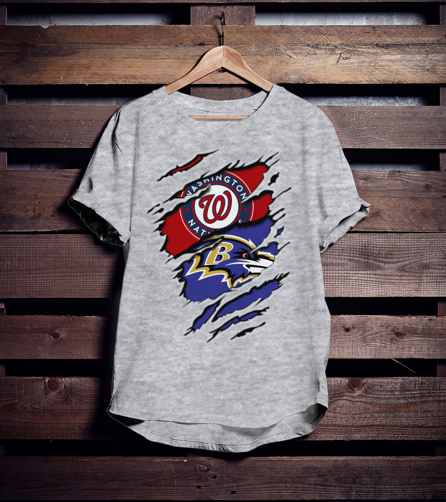 Washington Nationals Baltimore Ravens Logos T-Shirt