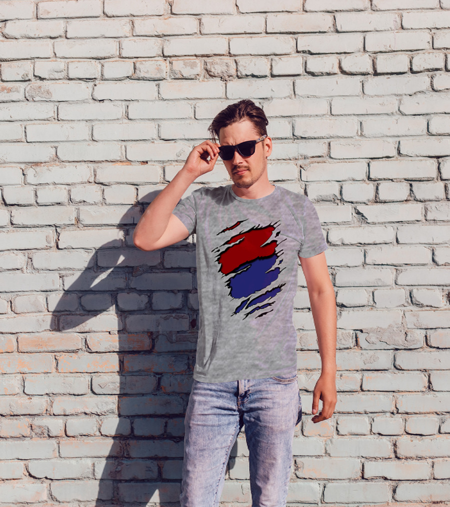 Batimore Washington Team Colors Red Blue Claw Marks T-Shirt