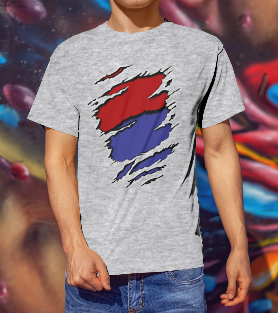 Batimore Washington Team Colors Red Blue Claw Marks T-Shirt