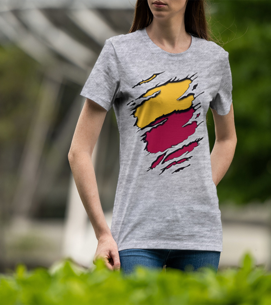 Cardinals Pirates Ripped Claw Marks Emblem Red Yellow Contrast T-Shirt