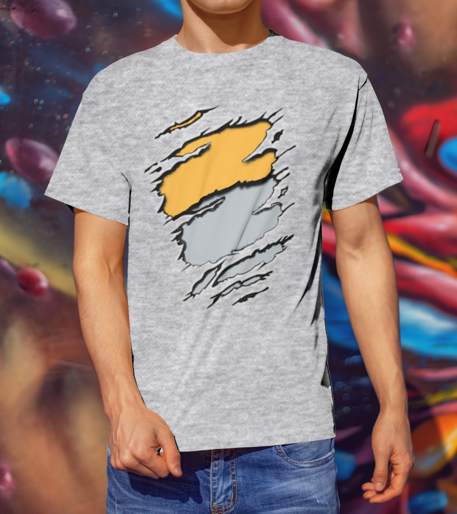 Raiders Athletics Gray And Gold Torn Texture T-Shirt