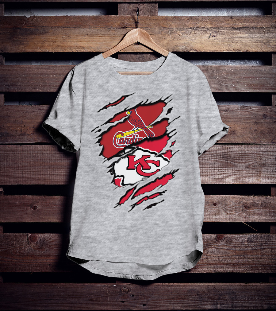 Cardinals Baseball Chiefs Football Fan Mashup T-Shirt