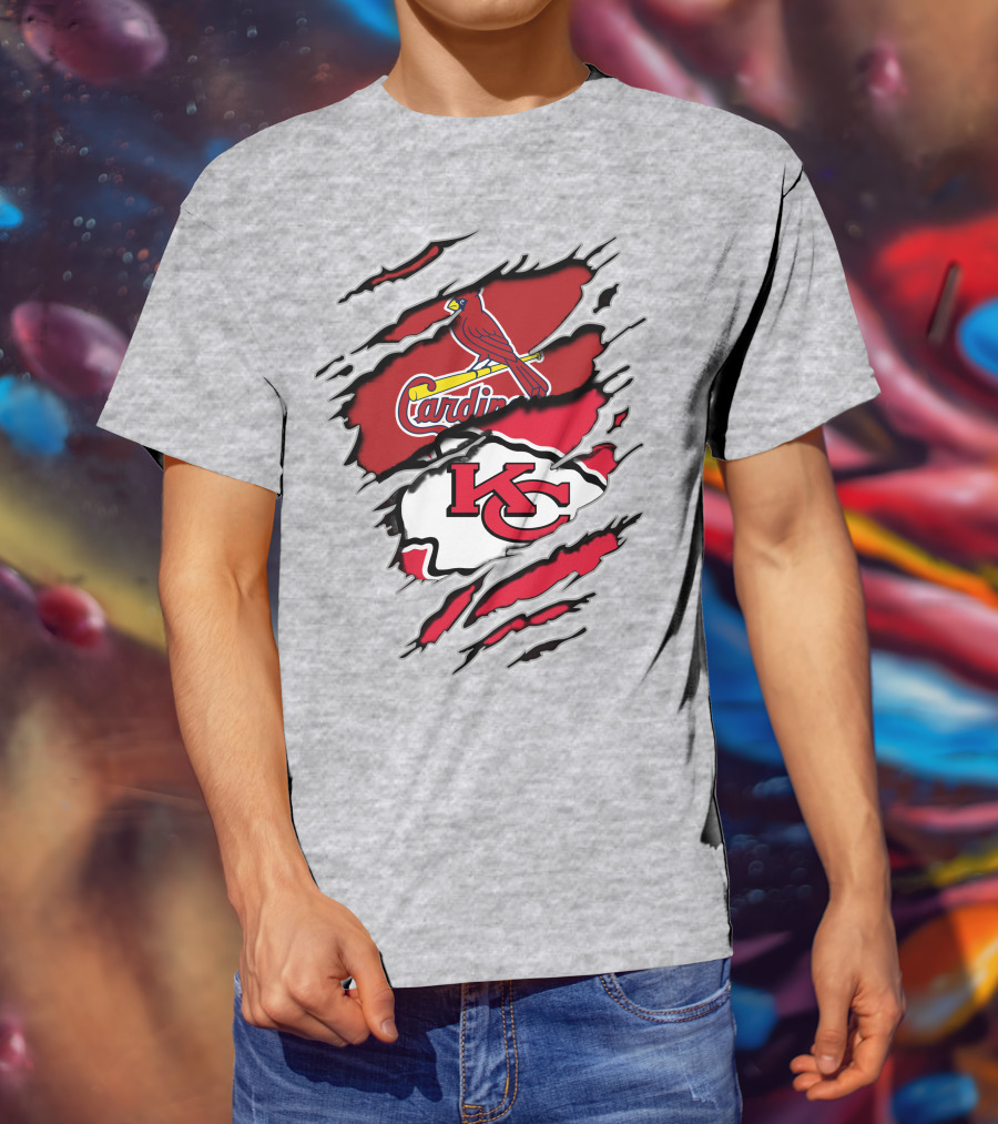 Cardinals Baseball Chiefs Football Fan Mashup T-Shirt