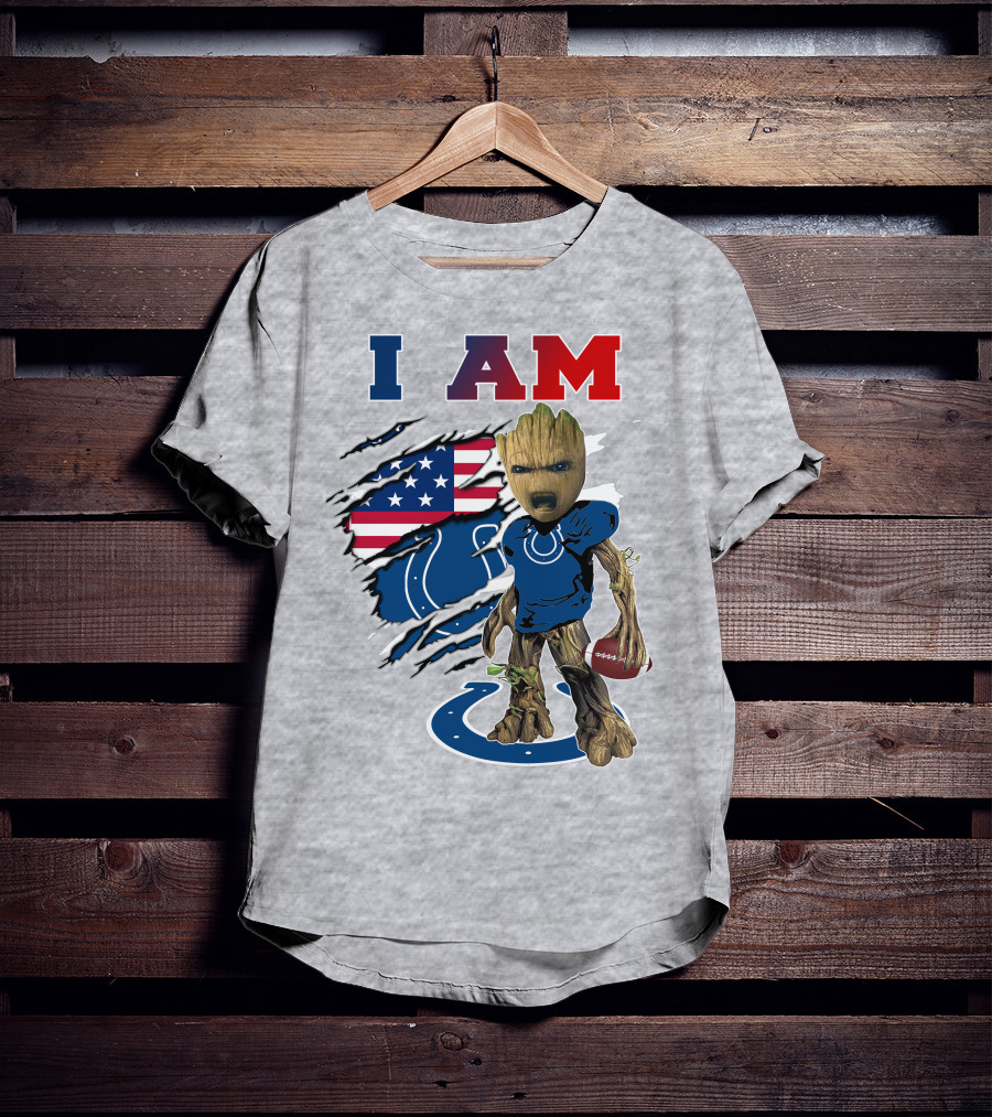 I Am Groot Colts Football American Flag T-Shirt
