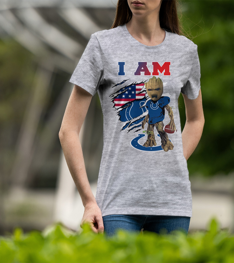 I Am Groot Colts Football American Flag T-Shirt