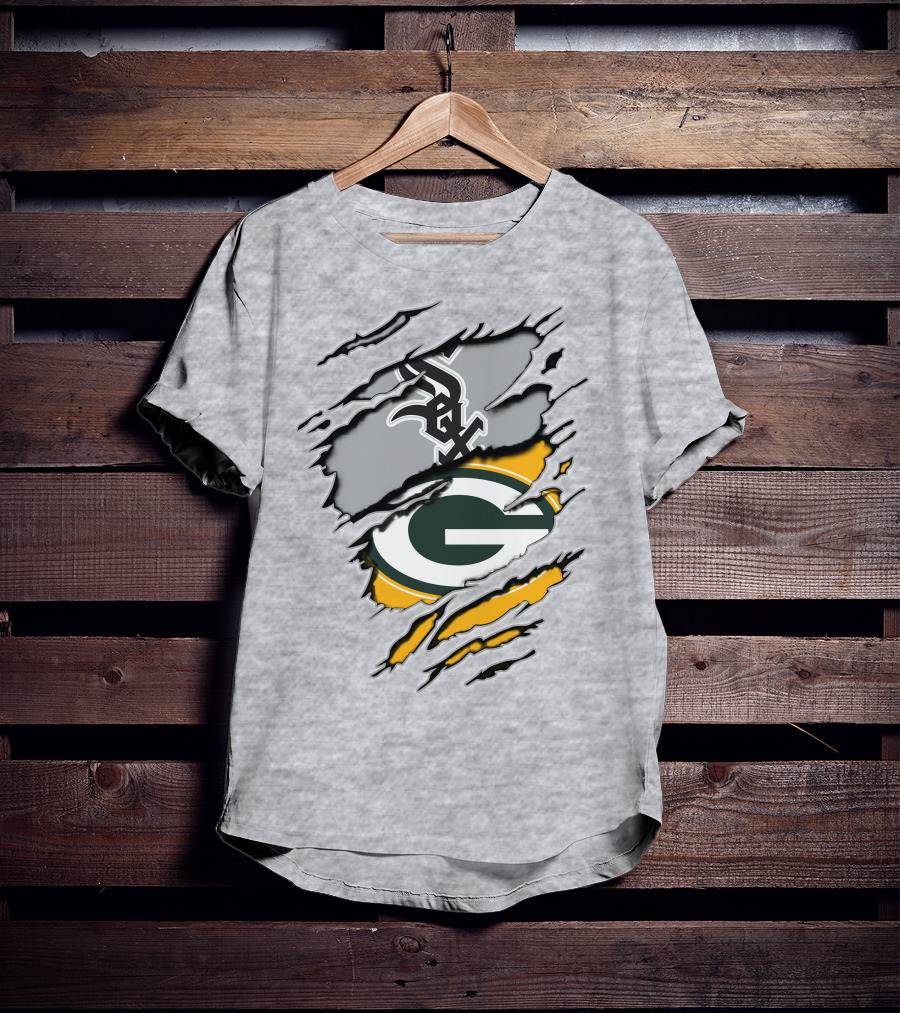 Packers White Sox Black And Green Rip Claw Marks T-Shirt