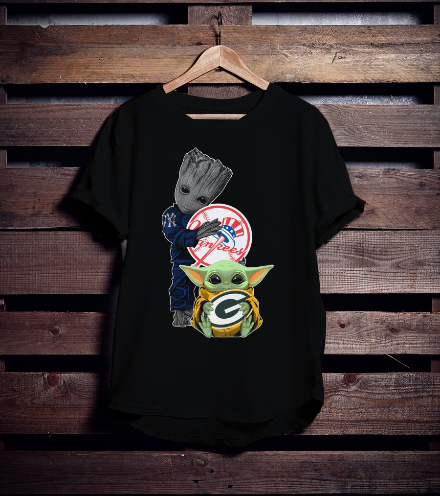 Yankees Groot Packers Baby Yoda T-Shirt