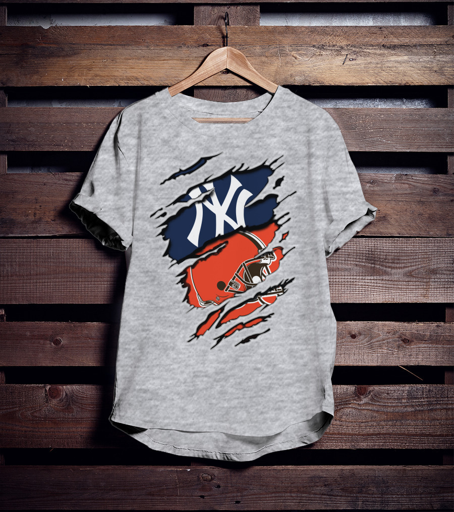 Yankees Browns Football Helmet Fusion T-Shirt