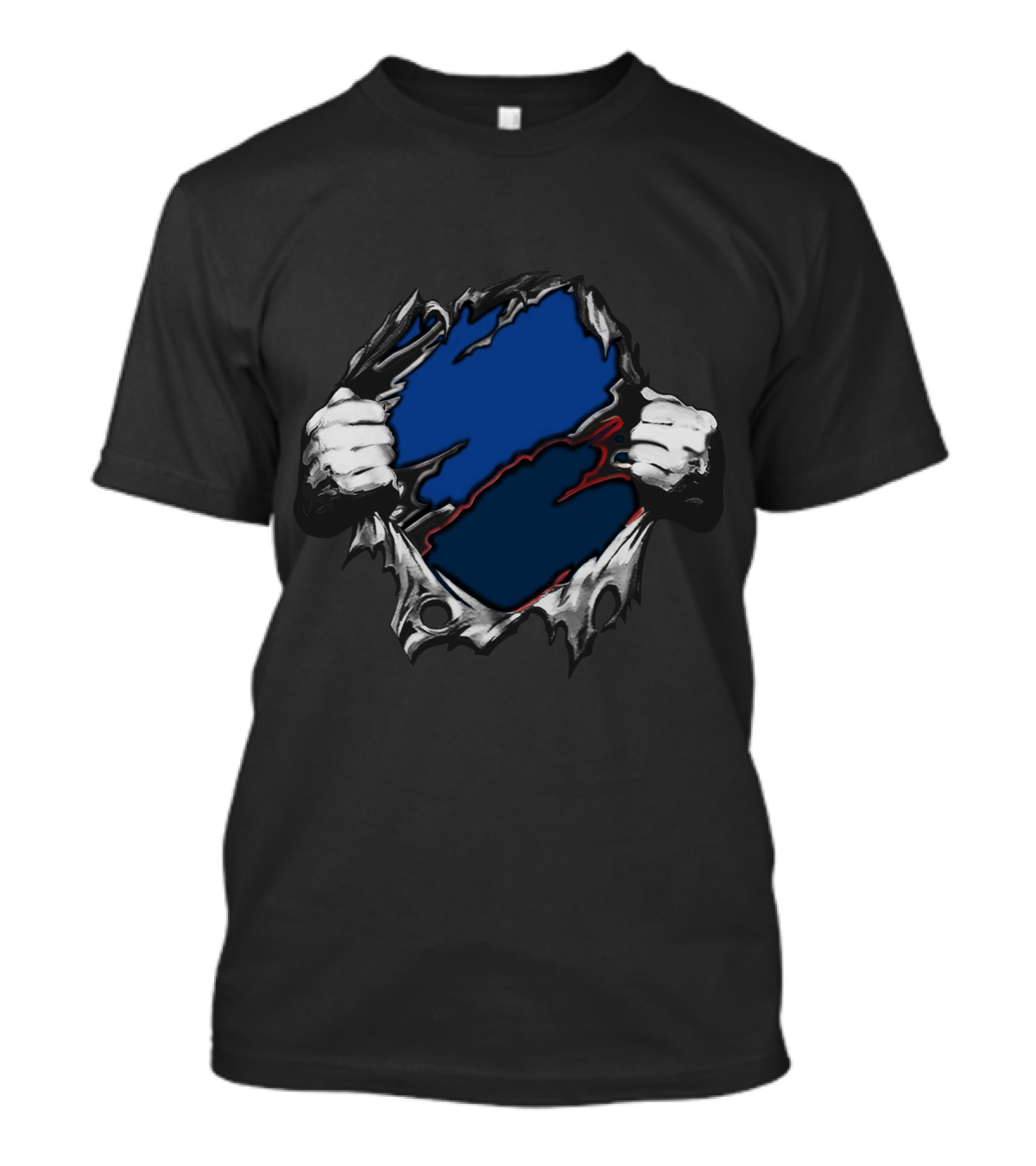 Co LA Ripped Hands Blue And Red T-Shirt