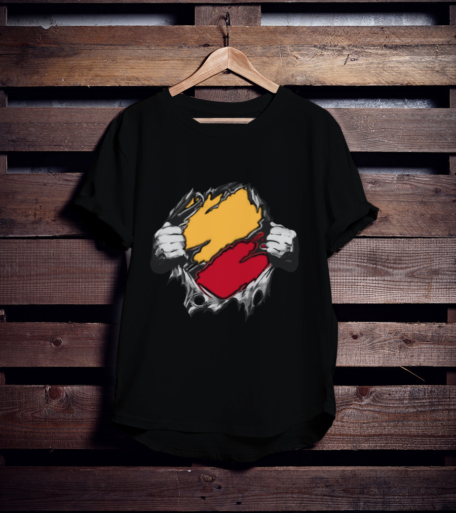 As Bold Tearaway Design In Red And Gold T-Shirt