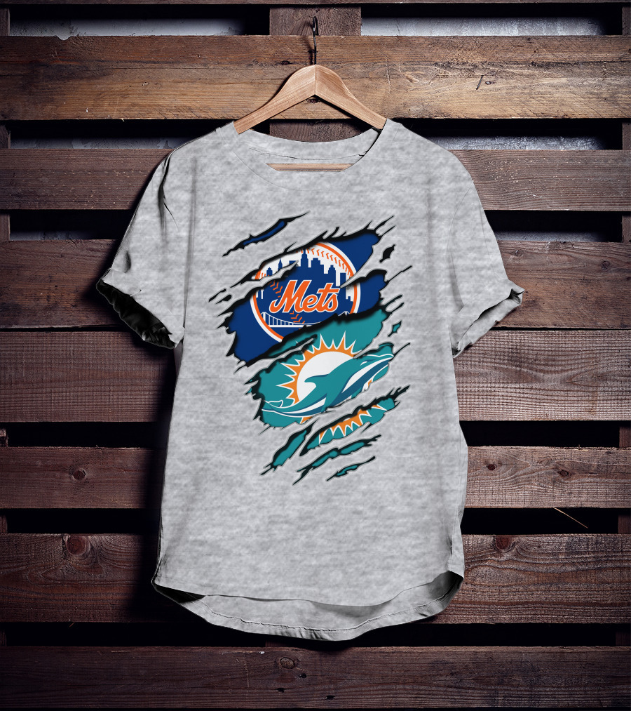 Mets Dolphins Crossover Sports Fan T-Shirt