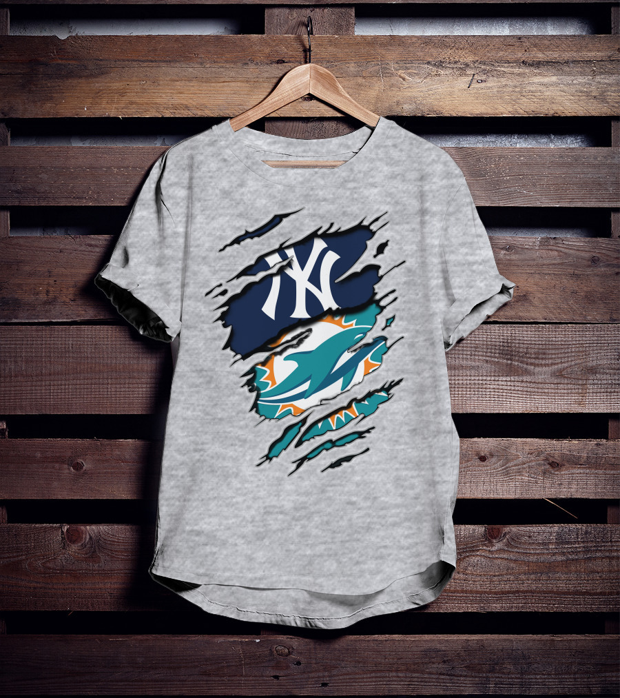 New York Yankees Miami Dolphins Crossover T-Shirt
