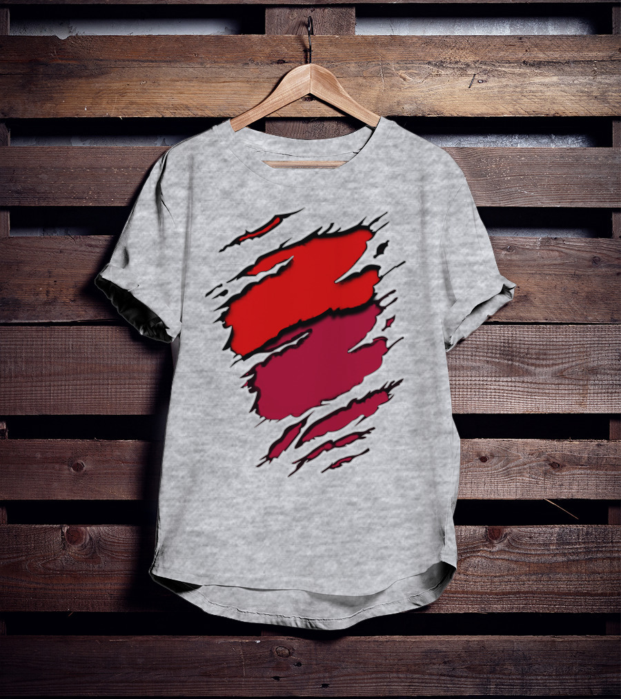 Bucc Ala Rip Scratch Claw Marks Red And Burgundy T-Shirt