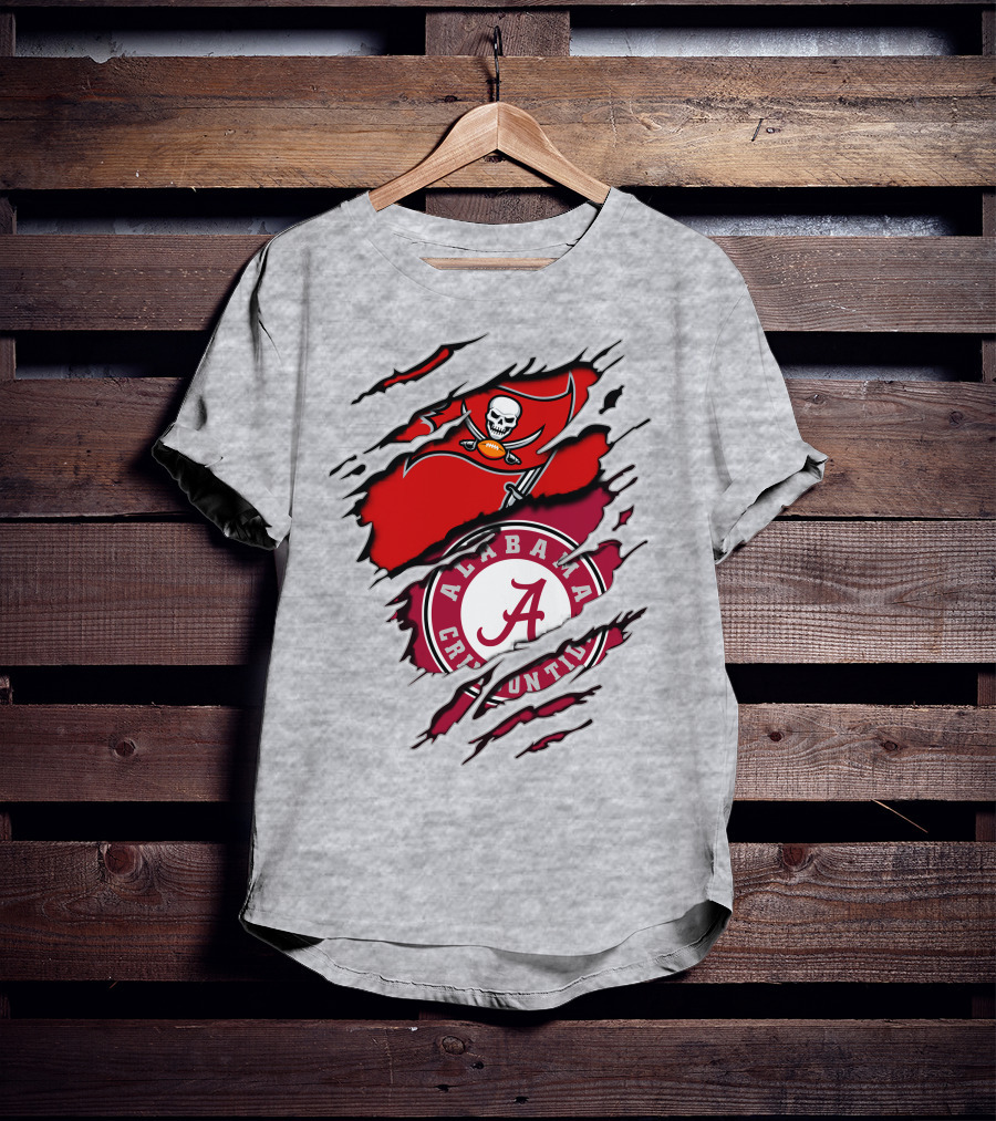 Alabama Crimson Tide Tampa Bay Buccaneers Ripped Flag Fusion T-Shirt