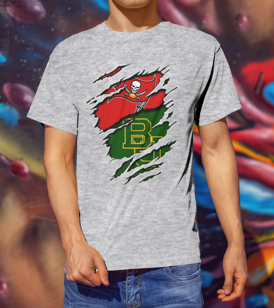 Buccaneers Baylors Skull Flag Ripped T-Shirt