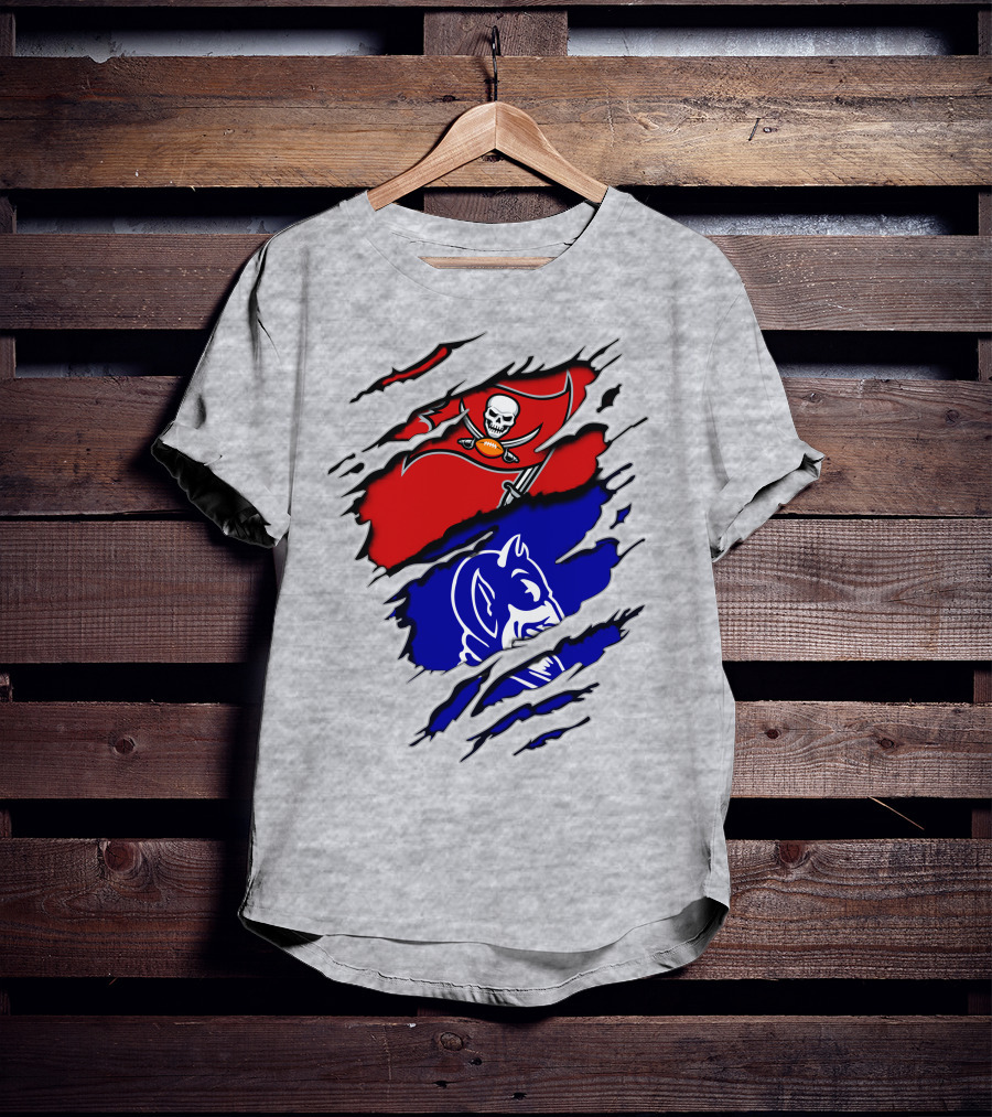 Buccaneers Duke Pirate Flag And Blue Devil Fusion T-Shirt