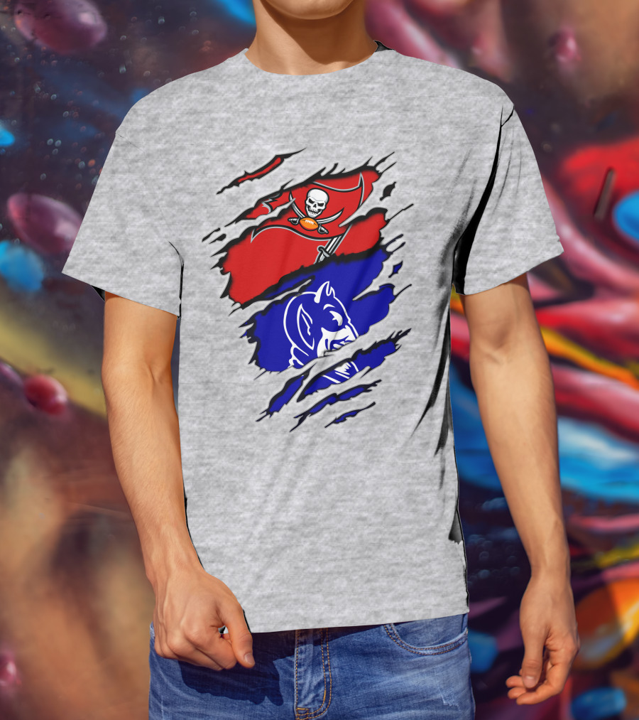 Buccaneers Duke Pirate Flag And Blue Devil Fusion T-Shirt