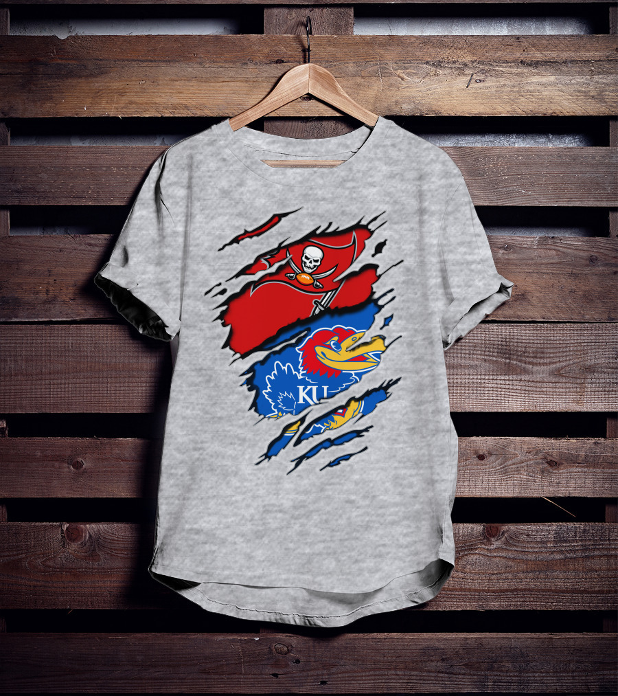 Buccaneers Jayhawks KU Rip Torn Gray T-Shirt