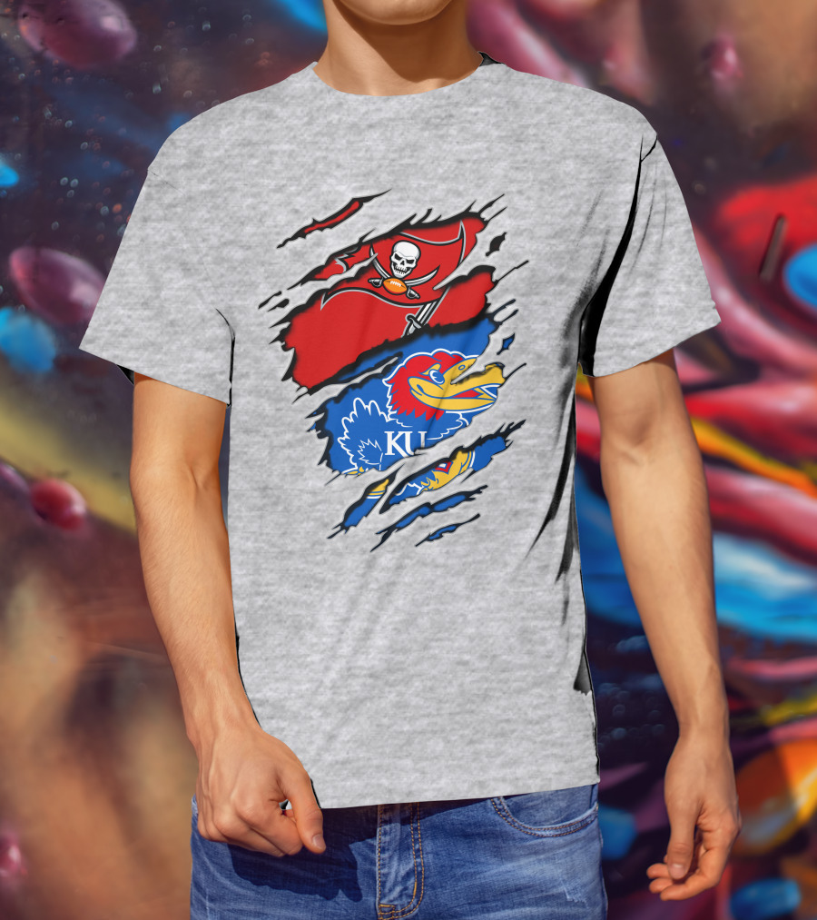 Buccaneers Jayhawks KU Rip Torn Gray T-Shirt
