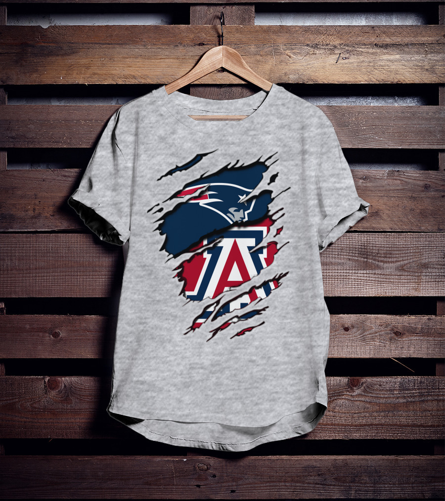 New England Patriots Arizona Wildcats Claw Rip T-Shirt