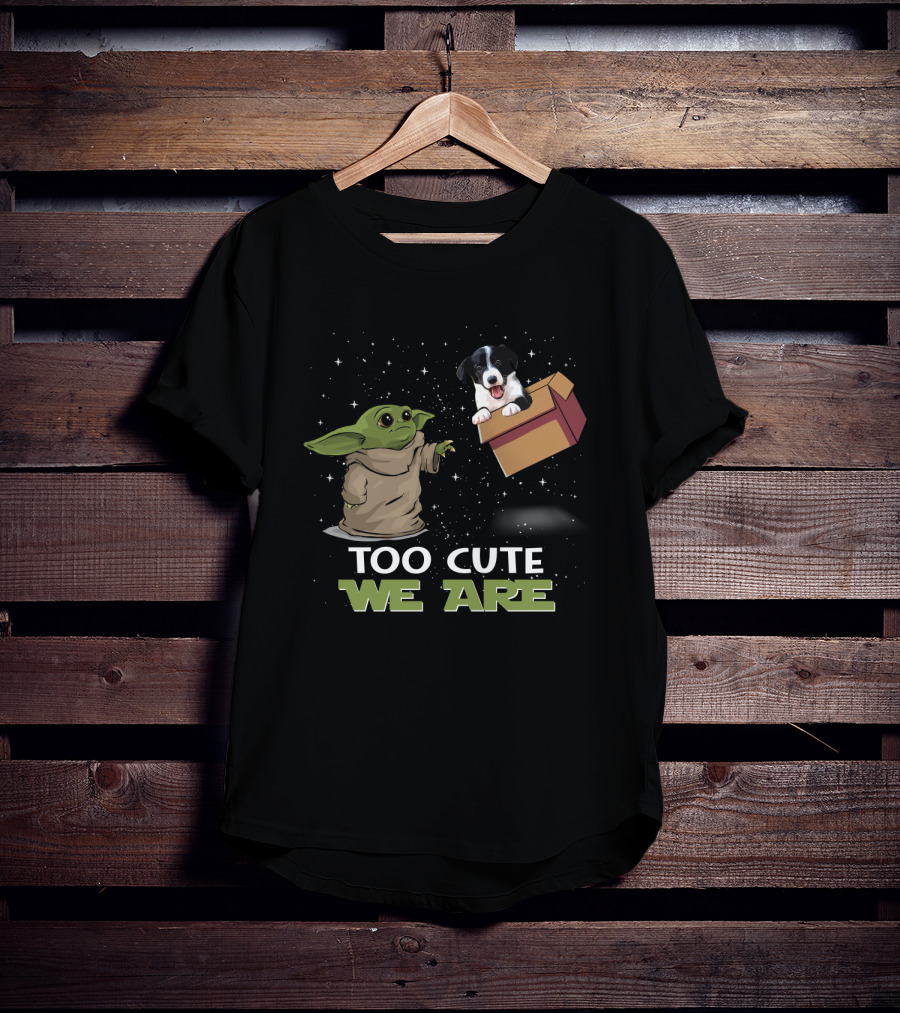 Too Cute We Are Baby Yoda And Border Collie T-Shirt