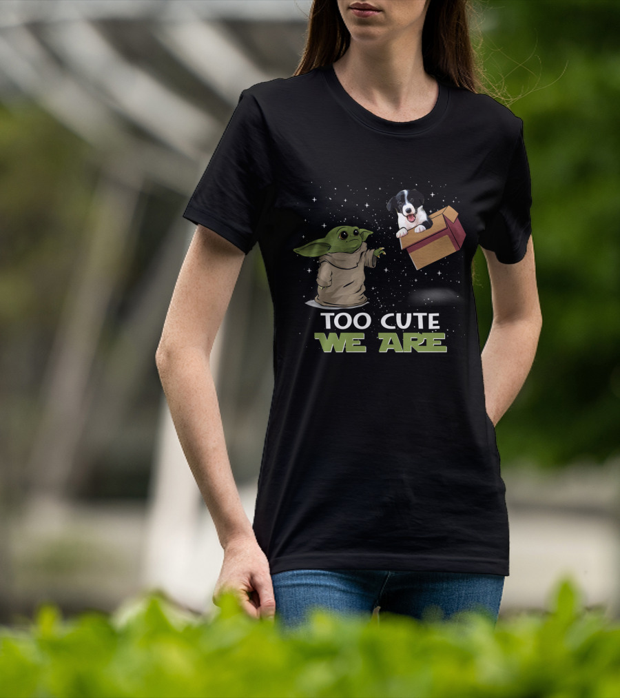 Too Cute We Are Baby Yoda And Border Collie T-Shirt