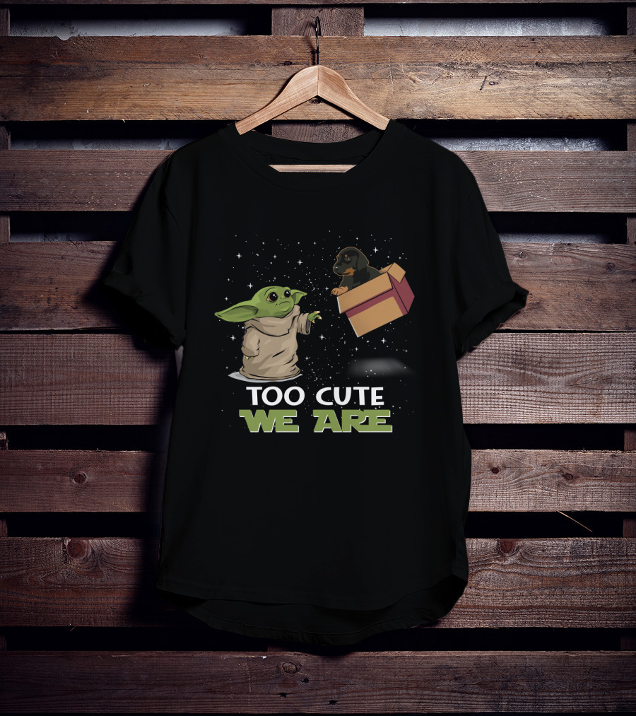 Too Cute We Are Baby Yoda And Doberman T-Shirt