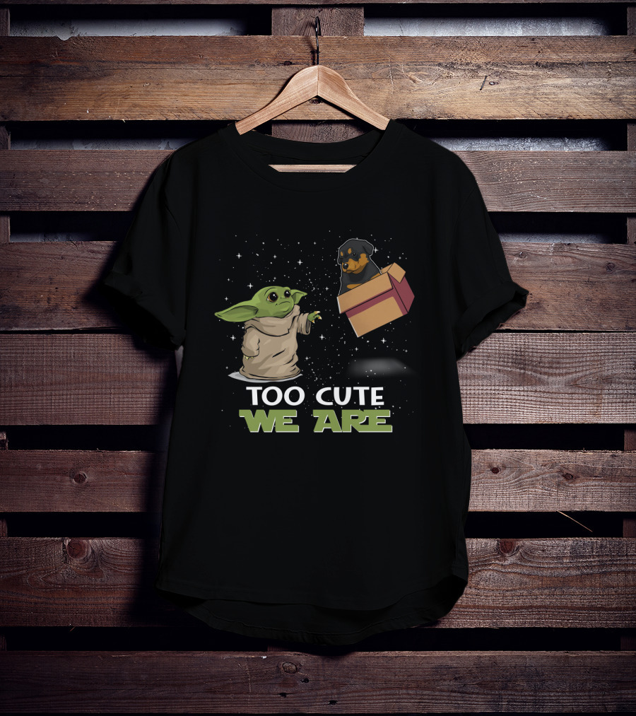 Too Cute We Are Baby Yoda Rottweiler In Space T-Shirt