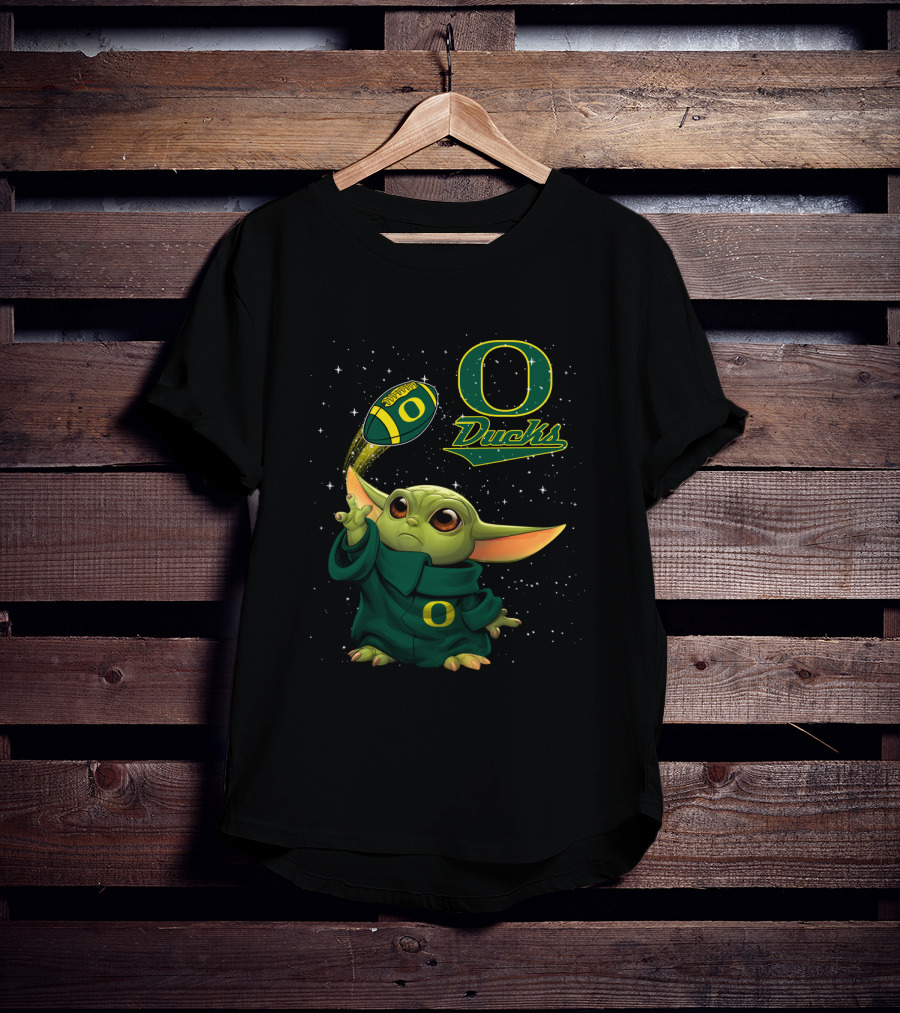 Baby Yoda Oregon Ducks Star Wars Football T-Shirt