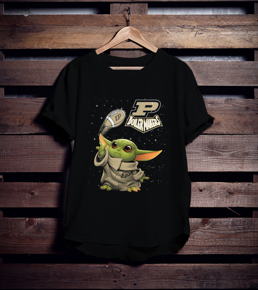 Baby Yoda Football Fantasy With Purdue Boilermakers T-Shirt