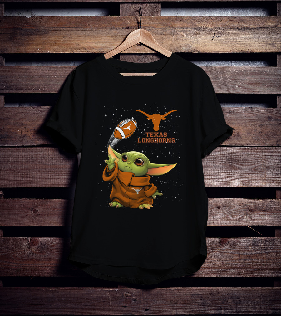 Texas Longhorns Baby Yoda Football T-Shirt
