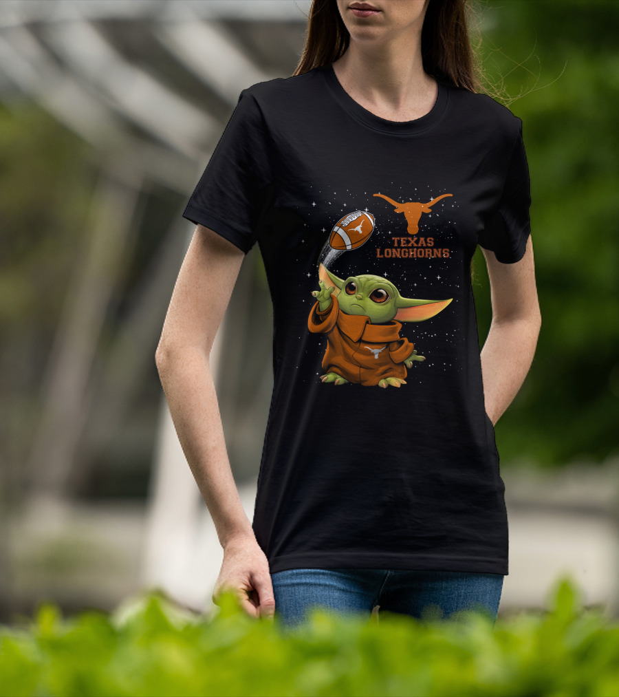 Texas Longhorns Baby Yoda Football T-Shirt
