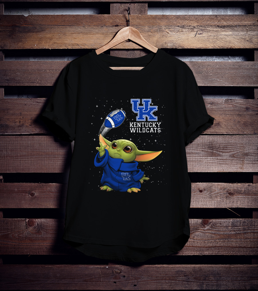 Kentucky Wildcats Baby Yoda Football Throwing Star Wars Crossover T-Shirt